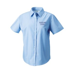 Ladies Short Sleeve Tailored Oxford Shirt In Oxford Blue